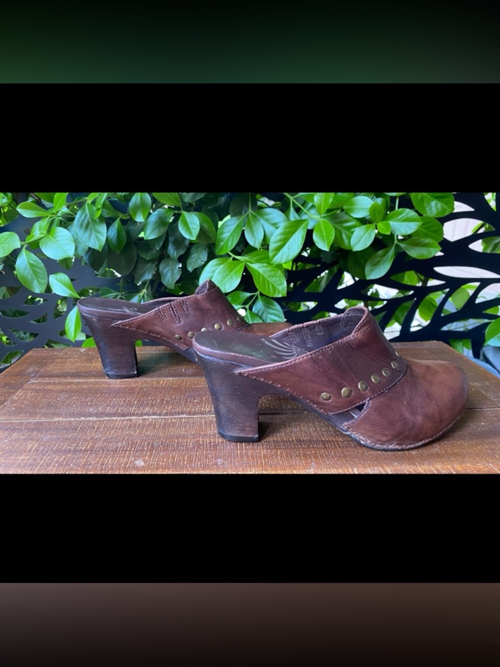 Women's Dansko Brown Leather Studded Mule Heel Clogs